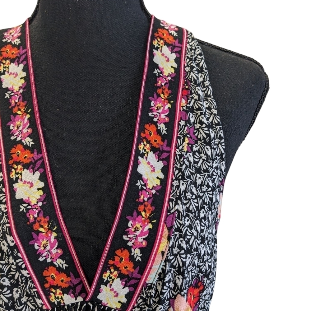 Free People Dream Darlin Floral Deep V-Neck Top Size XS
